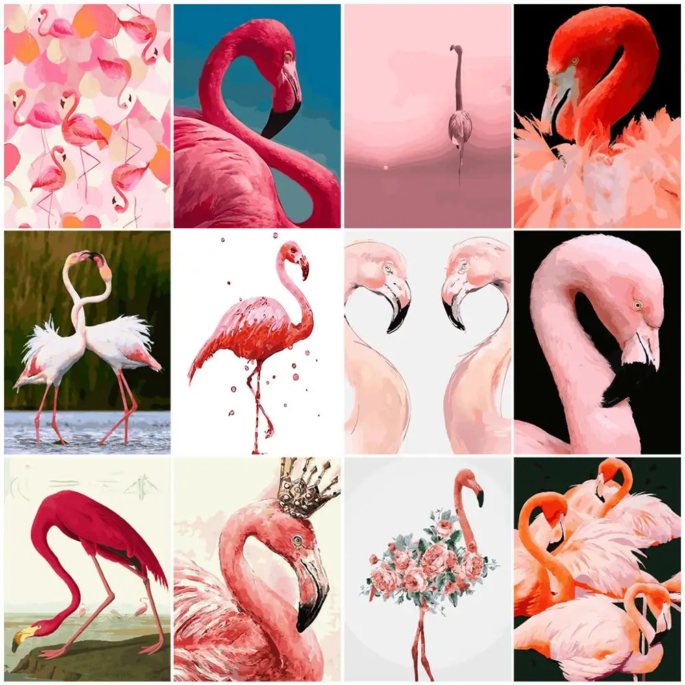 Ulje na platnu po brojevima 40x50 cm flamingo životinje kit slika na platnu boja po brojevima zid umjetnosti oslikana obrta poklon home dekor