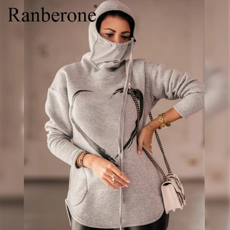 Ranberoen hoodies veste žene s dugim rukavima prašinu visok izrez tiskano džemper sa kapuljačom veličina S-XXXL sportski casual odijelo žensko
