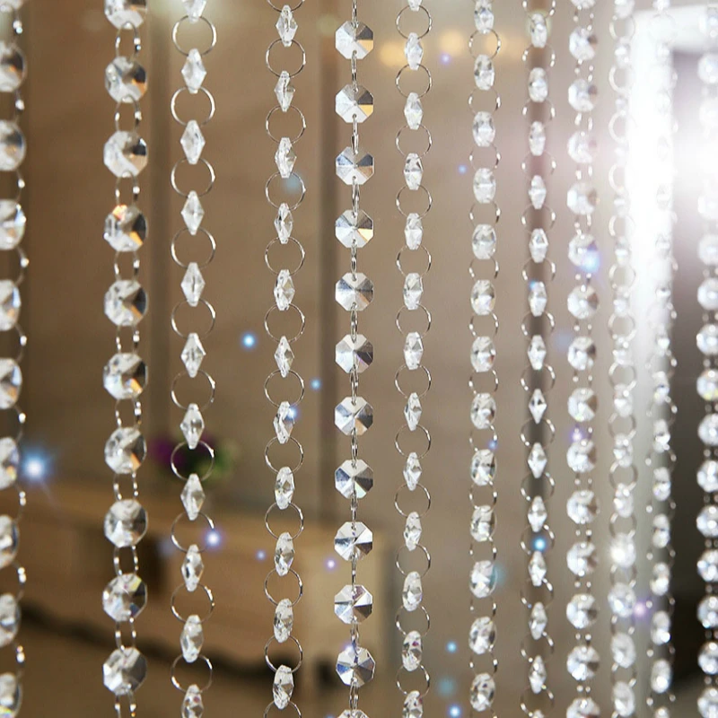 14 mm osmerokutni perle sa metalnim luster poučan kuke kristalnim lusterima krug гирлянда za prozirne Kristalne бисерного zavjese