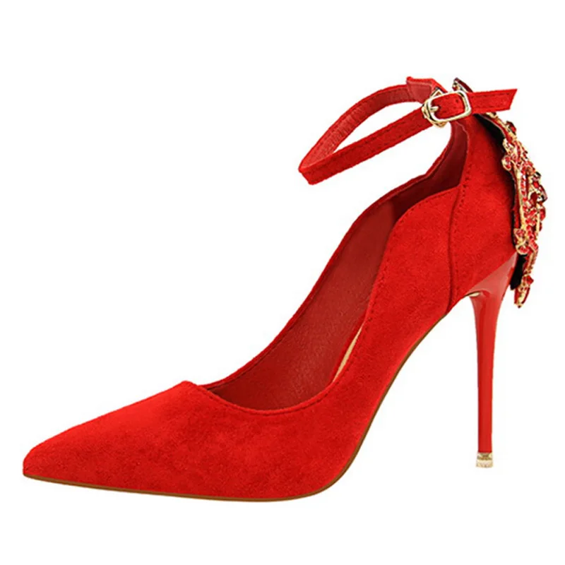 BIGTREE cipele ekstremne visoke štikle žene pumpe gorski kristal svadbene cipele kopče Ženske cipele Crvene ženske štikle štikle Ženske cipele